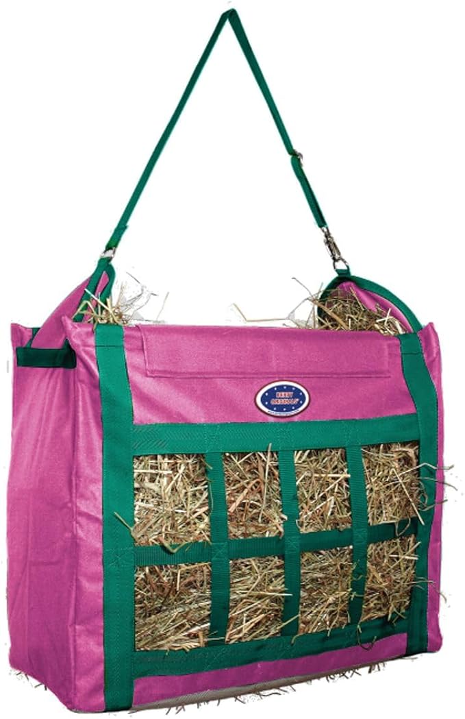 Derby Originals Top Load Hay Bag with Super Tough Bottom and 6 Month Warranty (Pink/Turquoise)