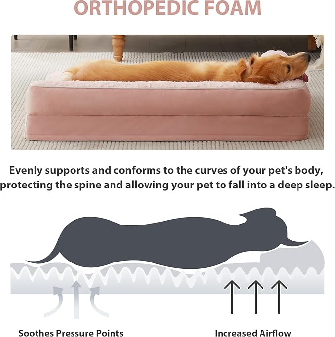 BFPETHOME Orthopedic Dog Beds for Large Dogs-Waterproof Sofa Dog Bed with Removable Washable Cover, Large Dog Bed with Waterproof Lining and Nonskid Bottom,Pet Bed for Large Dogs