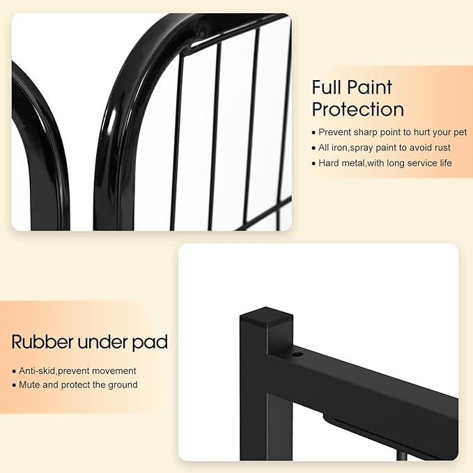 BestPet Dog Playpen Indoor 24 inch 8 Panels Metal Dog Pen Pet Dog Fence Outdoor Exercise Pen with Doors,Pet Puppy Playpen for RV Camping Yard, Black