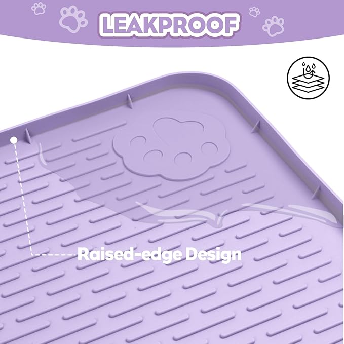 Cat Litter Mat, Extra Large 40" x 28" Silicone Mat Litter Trapping Mat for Scatter Control, Soft on Kitty Paws, Easy to Clean (Purple)