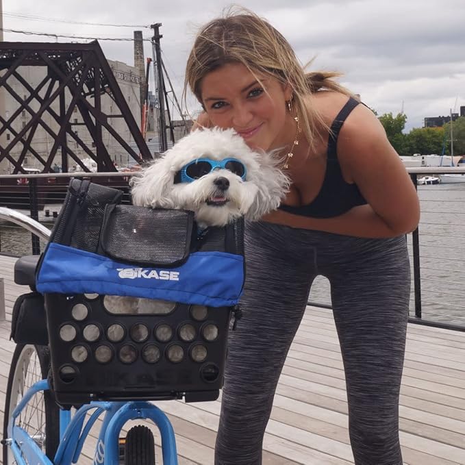 BiKASE Durable Dog Bike Basket & Carrier, Rear Mount Pet Basket for Bikes with Super Comfort Mat and Cover, Ideal for Small Dogs and Cats up to 12 lbs