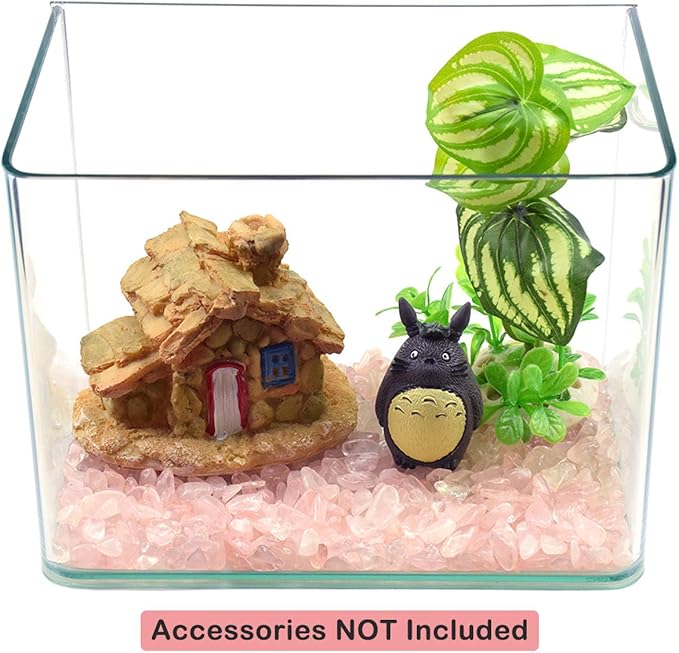 WAYBER 1 Lb/460g Natural Pink Quartz Crystal Stones Irregular Aquarium Pebbles Rock Sands for Turtle Tank/Succulent Plants/Vase Decoration (Fill 1 Cup)