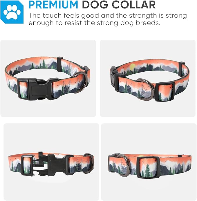 HEELE Dog Collar, Adjustable Soft Dog Collar for Small Medium Large Dogs,Floral Patterned Puppy Collars with Quick Release Buckle XS Length 8.5''-11''