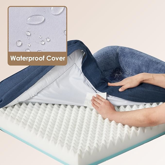 EHEYCIGA Memory Foam Dog Bed for Medium Size, Orthopedic Dog Sofa with Sides and Waterproof Liner, Washable Bolster Pet Couch with Removable Cover, 30x20x6.5 Inch, Navy