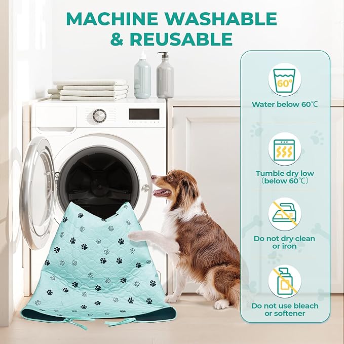 Fostanfly Washable Pee Pads for Dogs, 2 Pack Large 54"x54" Ultra-Absorbent and Leak-Proof Non-Slip Reusable Potty Training Pads for Dogs, Cats, Puppy, Potty of Add 8 Lanyards, Green