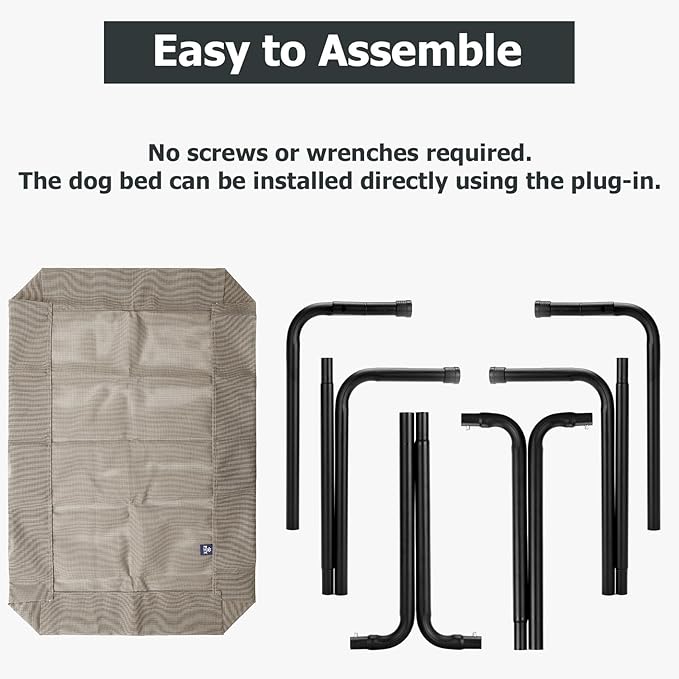 Elevated Dog Bed for Outdoor, XXL Raised Dog Cot Indestructible with Washable Mesh, Cooling Summer Pet Cot Chew Proof for Outside Camping Travel, 51 inch Brown