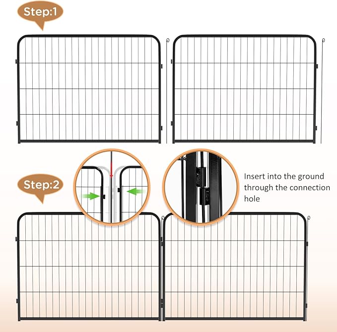 BestPet | Dog Playpen Extender | 40 Inch, 2 Panels | Heavy Duty Metal Pet Exercise Pen | Indoor Outdoor Fence Panels | Rust-Resistant, Removable, Tool-Free Setup | Anti-Skid, Expandable Design