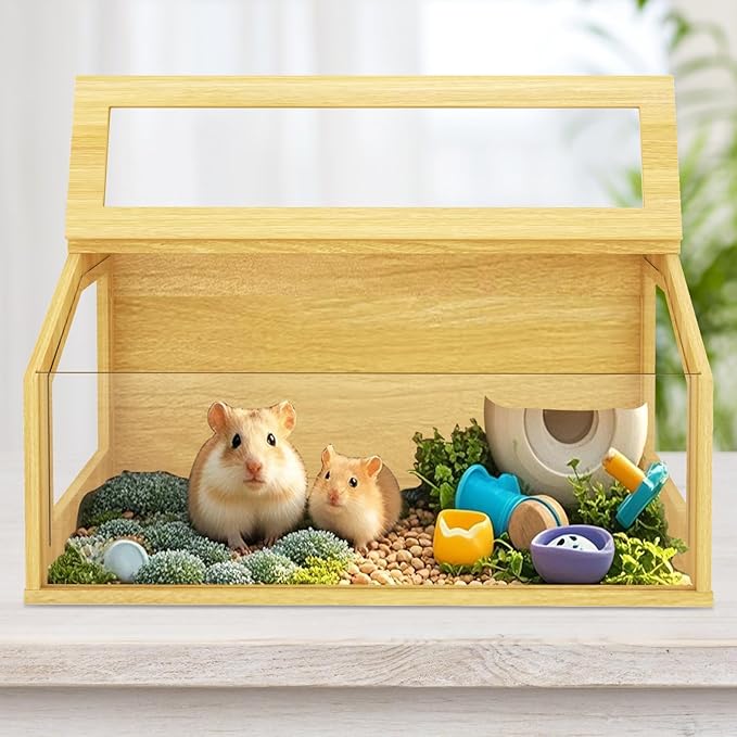 40" Large Hamster Cage, Chewproof Gerbil Cages and Habitats, Openable Top Roof Window with Silencing Pad, Wooden Guinea Pig Cage for Small Animals, Dwarf and Syrian Hamster, 40 x 20 x 20 Inches