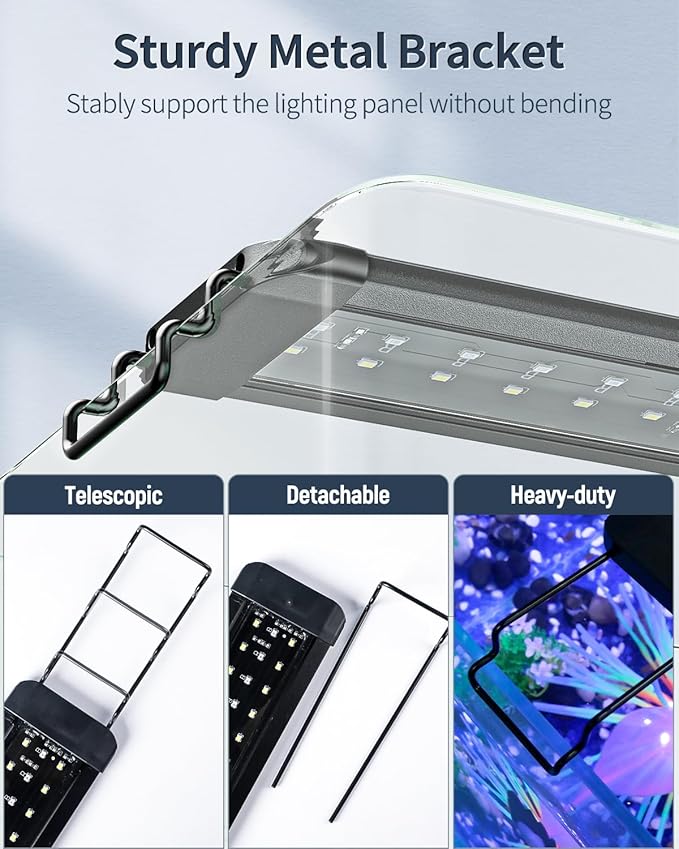 Pawfly 6 W Aquarium LED Light for 6" to 10" Fish Tanks Extendable Fish Tank Light with Full Spectrum Brilliant White Blue Red Lights with Daytime & Night Modes and Adjustable Brightness