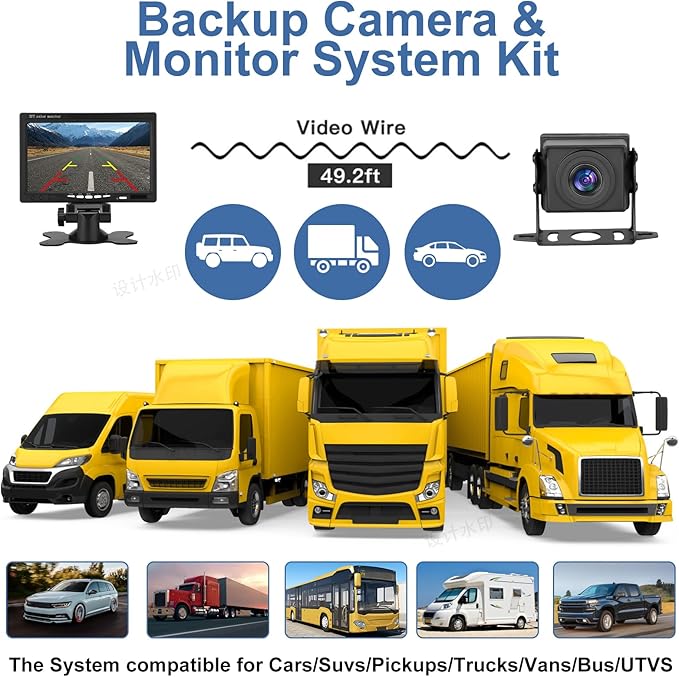 Kairiyard Backup Camera, 7 Inch HD 1080P Reverse Rear View Camera 150° Wide Angle Wired Back up Camera System for Truck Car Trailer Camper Tractor