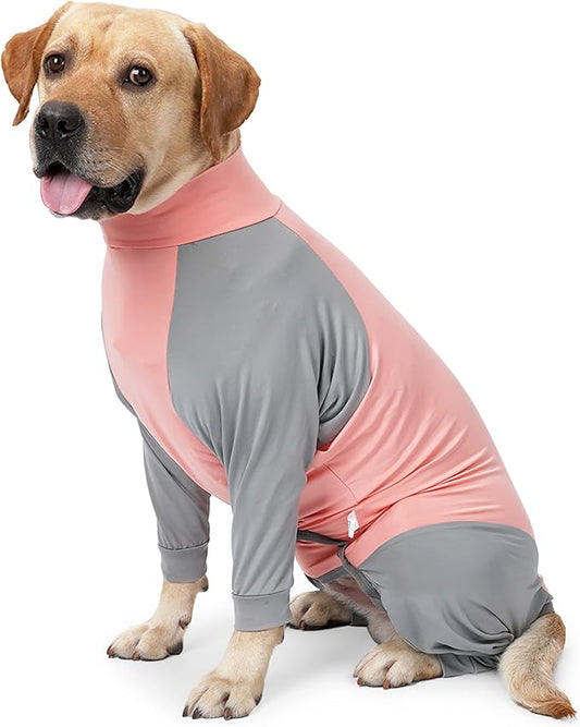 Dog Recovery Suit, Abdominal Wound After Surgery Wear, Prevent Licking Wounds, E-Collar & Cone Alternatives, Long Sleeve Postoperative Shirts Dog Bodysuit Prevent Shedding(Medium, Pink)