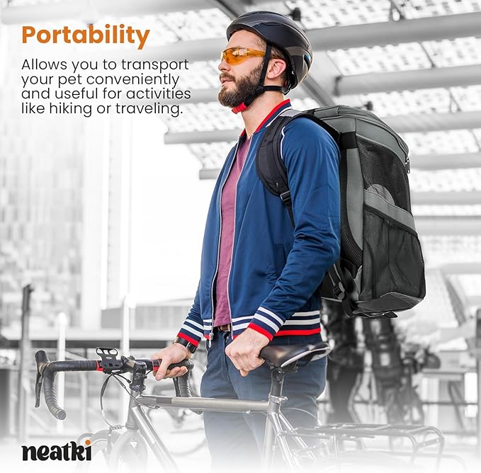 Cat Backpack Carrier, Airline Approved, Space Capsule Bubble Design, Ideal for Cats & Dogs up to 28-35 lbs, with Strong Straps, Safety Zippers, Mesh, Comfortable for Hiking & Travel (Grey)