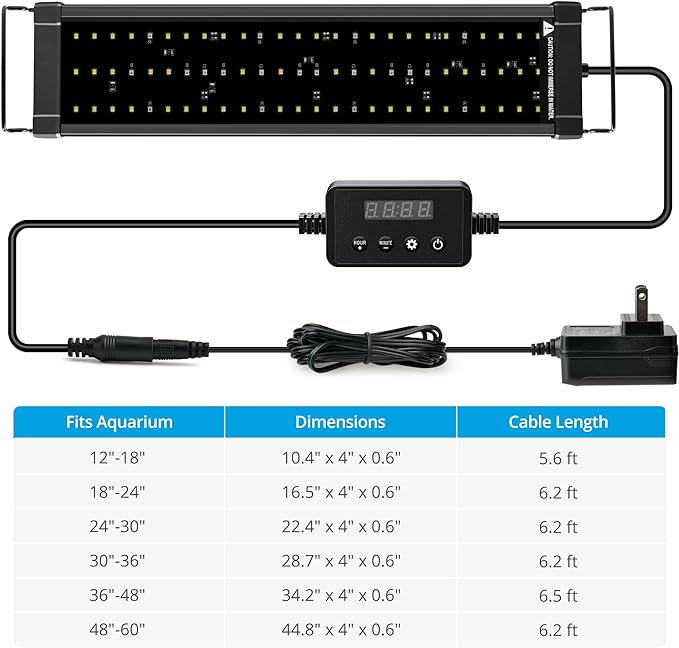NICREW ClassicLED Plus LED Aquarium Light with Timer, 21 Watts, for 30 to 36 Inch Fish Tank Light, Daylight and Moonlight Cycle