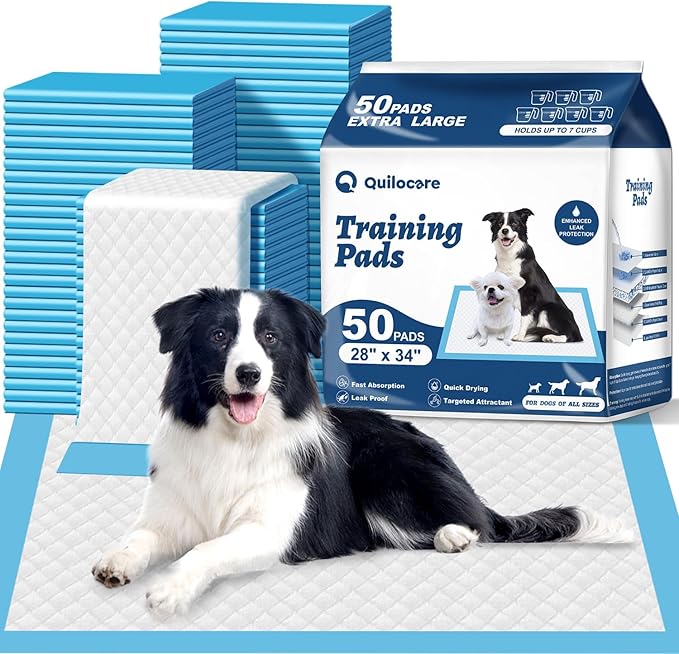 50 Count 28” x 34” XL Disposable Dog Pee Pads, Super Absorbent Leakproof Quick Drying Puppy Pee Pads for Dogs, Extra Large Disposable Dog Training Pads