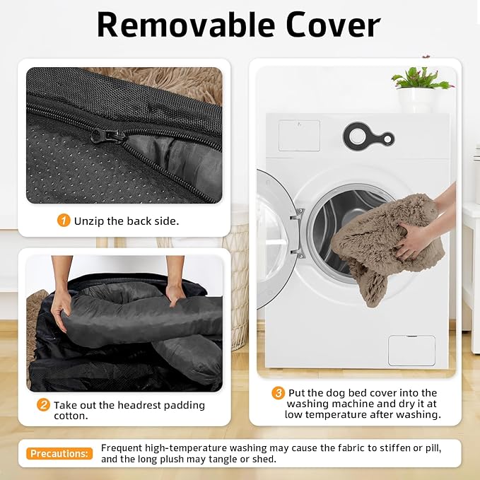GGIB Calming Dog Bed Fluffy Plush Dog Mat for Furniture Protector with Removable Washable Cover for Large Medium Small Dogs and Cats (Extra Extra Large, Camel)