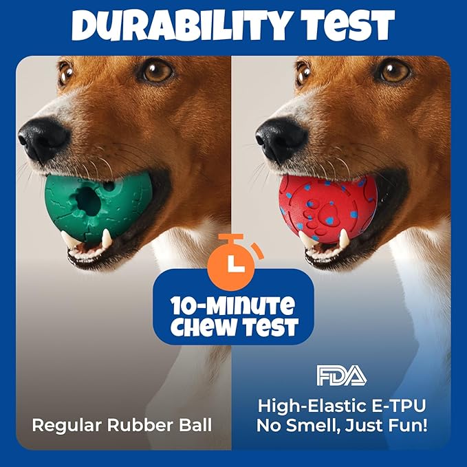 Dog Balls: Interactive Dog Ball Auto Rolling - Interactive Dog Toys for Aggressive Chewers - Bouncy & Throwable, Type-C Rechargeable, Washable, for Small & Medium & Large Dogs – Red
