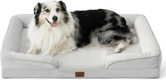 Bedsure XL Orthopedic Dog Bed for Extra Large Dogs - Washable XLarge Dog Cat Bed Waterproof, Comfort Dogs Couch Sofa with Washable Removable Cover, Pet Bed with Nonskid Bottom, Light Grey, 42"