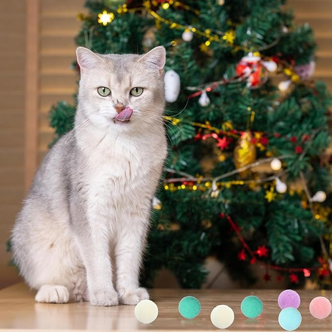 50 Pcs Cat Toy Balls 1.2-inch Colorful Cat Pom Pom Balls Soft Interactive Kitten Ball Cats Exercise Toys Fuzzy Kitten Interactive Playing Quiet Toy for Cats Pet