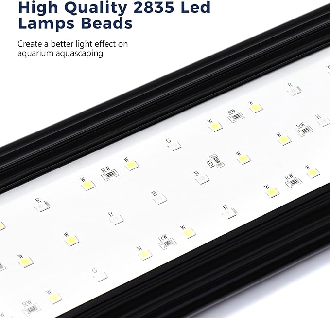 Tatub 16W LED Aquarium Light for 24"-30" Fish Tank, Full Spectrum Fish Tank Light with White Blue Red Green LEDs, 10 Levels of Brightness，Timer Auto On/Off