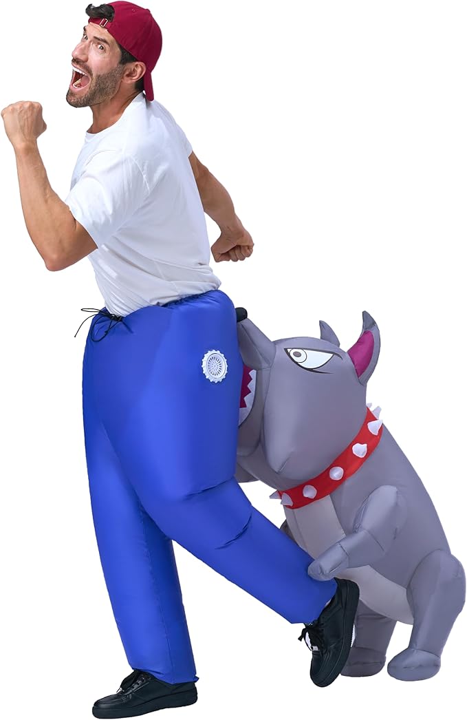 Spooktacular Creations Inflatable Dog Costumes for Adults, Biting By a Bulldog Blow up Outfit for Halloween Themed Parties