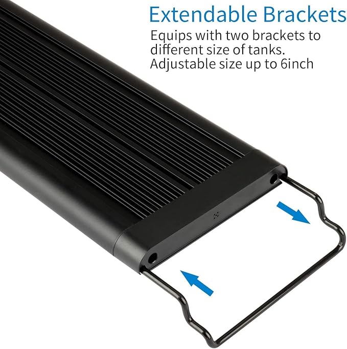 LED Aquarium Light, Full Spectrum Fish Tank Led Light with Aluminum Alloy Shell Extendable Brackets (48-54 in)