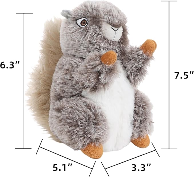 DODODOLA Dog Toys Plush Squirrel Stuffed Animals Chew Toy Soft Squeaky Gift for Small Medium Big Large Dogs Pet