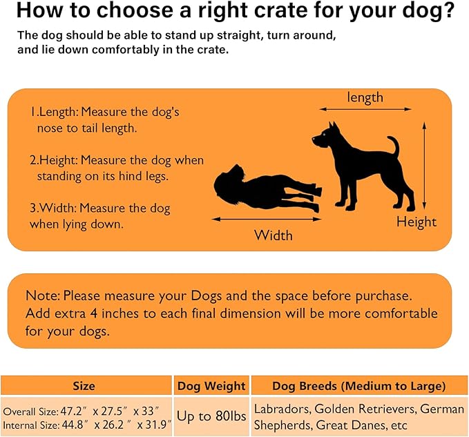 COZPAW Dog Crate Furniture, 48 Inch Dog Crates for Medium/Large Breed, Farmhouse Wood Metal Kennel Indoor Heavy Duty Pet Cage with Caster Wheels (Brown)