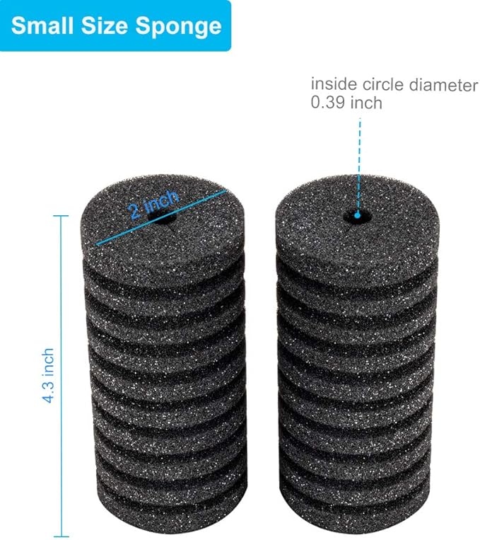 hygger Pack of 4 Replacement Sponges for Aquarium Double Sponge Filter (S)