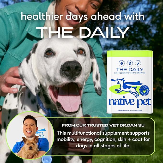 Native Pet Dog Vitamins & Supplements - 11-in-1 Multivitamin Powder for Dogs Food Topper - Collagen, Glucosamine, Probiotics, Omega & More- Supports Healthy Gut, Mobility & Overall Health -30 Scoops