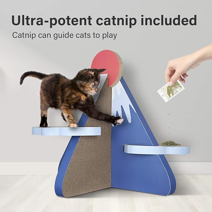 Cat Scratcher Post Board, Mount Fuji Shape Cat Scratching Lounge Bed, Durable Pad Prevents Furniture Damage