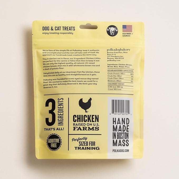 Polkadog Chicken Littles Crunchy Training Bits – All Natural, Limited Ingredient Healthy Training Treats for Dogs. Handcrafted & Made in USA. Great for Dogs with Allergies or Sensitive Stomachs – 7oz