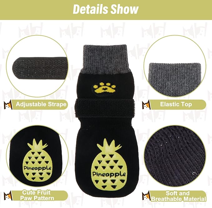 BEAUTYZOO Anti-Slip Dog Socks,Dog Shoes for Hot/Cold Pavement,Paw Protectors with Grips 3 Pairs for Puppy Small Medium Large Senior Old Dogs,Dog Socks to Prevent Licking and Hardwood Floor Protection