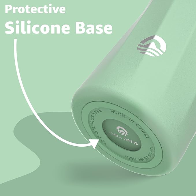 Chill Oasis Water Bottle | Compatible With Popular Flavor Cartridges | BPA Free, Leak Proof, Double-Walled Vacuum Insulated Stainless Steel, and Dishwasher Safe | Cold for 24 Hours (Sage, 32oz)