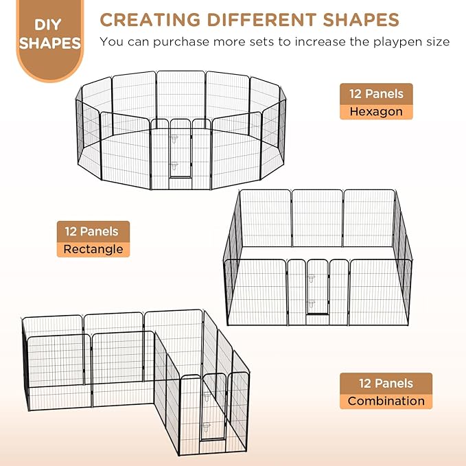 BestPet Dog Playpen Indoor 40 inch 12 Panels Metal Dog Pen Pet Dog Fence Outdoor Exercise Pen with Doors,Pet Puppy Playpen for RV Camping Yard, Black