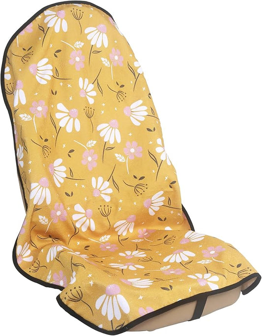 Car Seat Cover Protector Front Seats,for Gym Workout,Running,Swimming,Beach and Hiking,Waterproof Sweat Towel Bucket Seat Covers for Cars SUV Trucks (Chamomile and Yellow, 1Pcs)