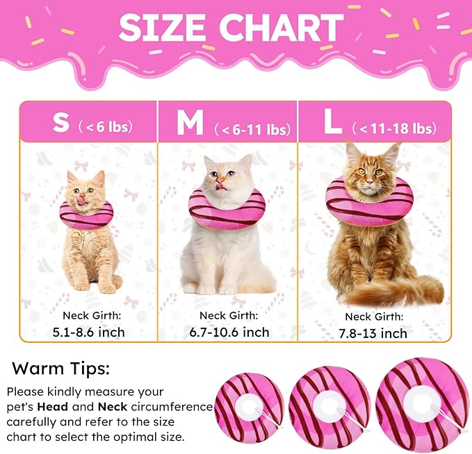 Cat Cone Collar Soft, Cat Recovery Collar for Wound Healing Cute Cat Adjustable Cat Cones to Stop Licking Comfortable Lightweight Neck Elizabethan Collars for Cats Purple