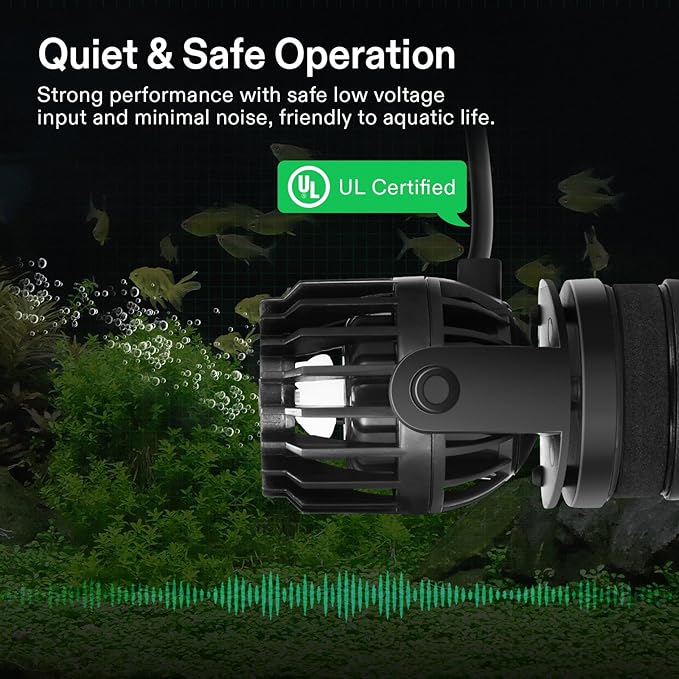 VIVOSUN Aquarium Wave Maker, 3432GPH Circulation Pump with Controller & Magnetic Suction Base, Adjustable Submersible Powerhead for 60-150 Gal Freshwater/Saltwater Fish Tank, 40W