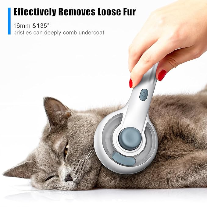 Cat Steam Brush for Indoor Cats – 3-in-1 Grooming Tool with Water Spray, Self-Cleaning Hair Comb for Long & Short Haired Cats and Dogs