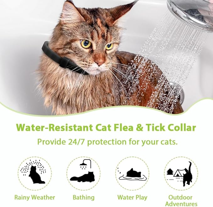 4 Pack Flea and Tick Collar for Cats, Natural Plant Oil Formula Cat Flea Collar Provides 32-Month Protection for Flea Tick Prevention, Waterproof & Adjustable Cat Flea Treatment for Most Cats