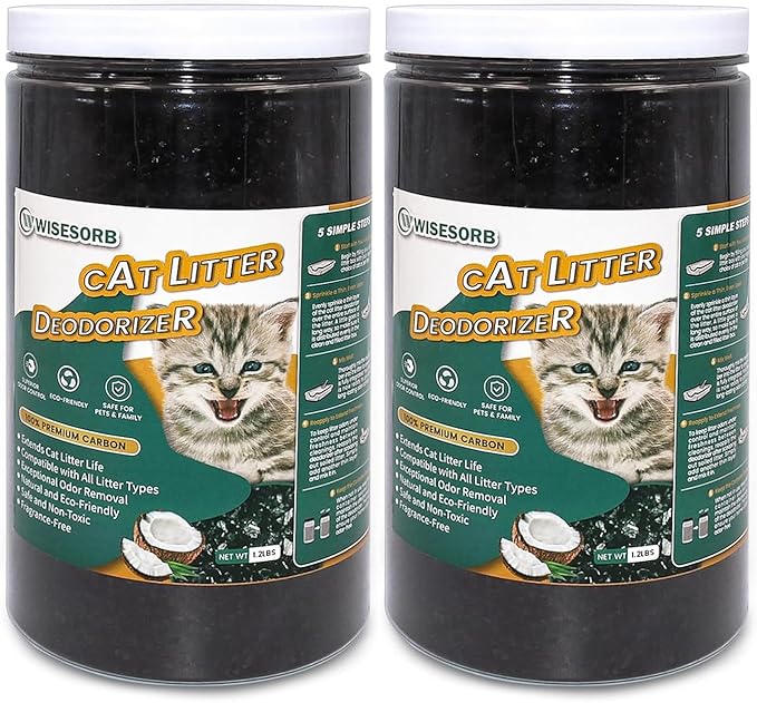 Cat Litter Deodorizer 2.4Lb Activated Carbon Litter Box Odor Eliminator Absorber Unscented Cat Litter Odor Control Room Deodorizer Solution for Homes with Pets