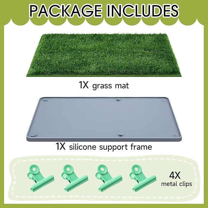 Dog Potty for Indoor or Porch with Foldable Silicone Stand Tray Large, 35 x 25 Inch Dog Grass Pad for Puppy Training, Reusable Artificial Grass Pee Pad, Indoor Outdoor Pet Toilet for Small Medium Dogs