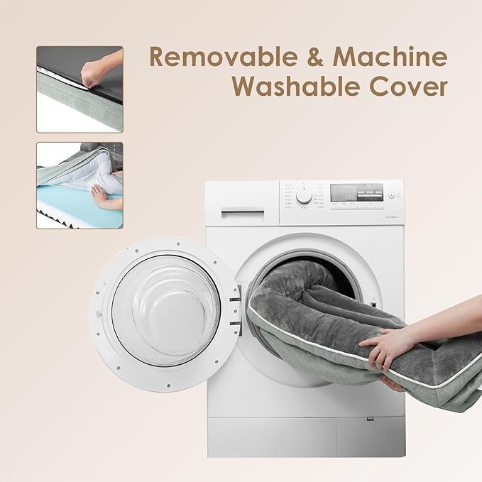 EHEYCIGA Orthopedic Dog Beds for Extra Large Dogs, Waterproof Memory Foam XXL Dog Bed with Sides, Non-Slip Bottom and Egg-Crate Foam Big Pet Couch Bed with Washable Removable Cover, Greyish Green