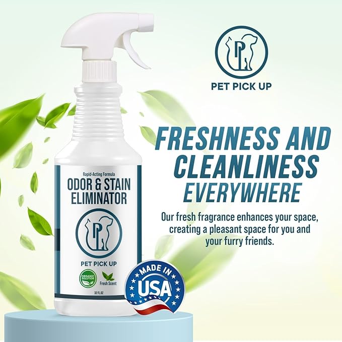 Dog & Cat Urine Enzyme Cleaner – Enzymatic Pet Stain & Odor Eliminator Spray for Carpet, Rugs, Litter Box & Artificial Turf – Non-Toxic, Ready to Use, 32 oz