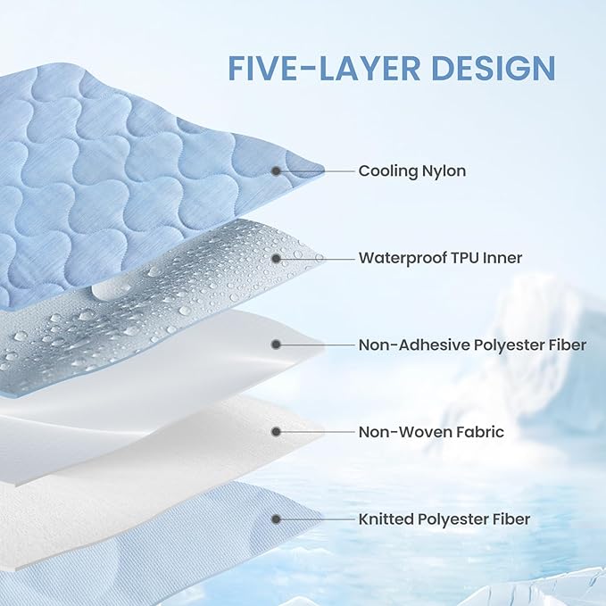 Cozy Bliss Leakproof Cooling Blanket for Small Dogs – Q-Max>0.4, Durable & Washable Dog Cooling Mat for Hot Weather, Soft Pet Throw & Couch Protector for Puppies & Cats, 25x35 Inch, Heather Cool Blue