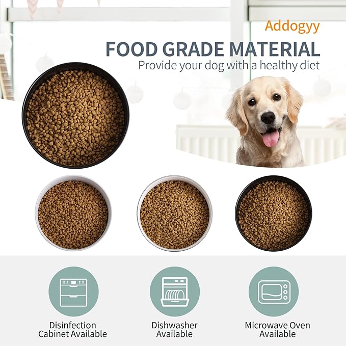 Black Dog Bowl Ceramic for Medium Large Breed, Heavy Weighted Dog Food Water Feeder Dish, Non - Slip Modern Cute Extra Big Porcelain 8 in Pet Bowl Maze