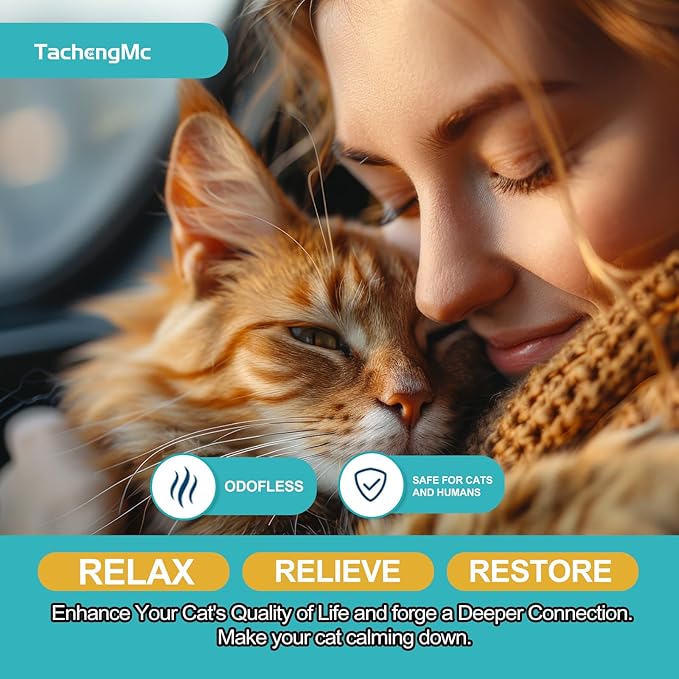 Cat Calming Diffuser, Cat Pheromones Calming Diffuser with 2 Diffuser + 4 Refill 48ml, 6-in-1 Cat Anxiety Relief Cat Pheromone Diffuser Kit 120 Days, Pheromone Diffuser to Calm Cats