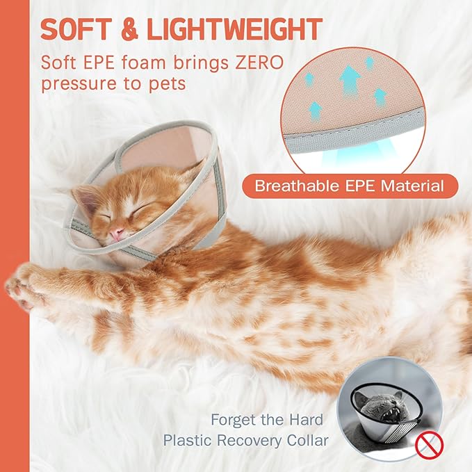Cat Cone Collar Soft, Cat Recovery Collar for Large Medium Small Cats Kittens, Pet Cone Alternative After Surgery