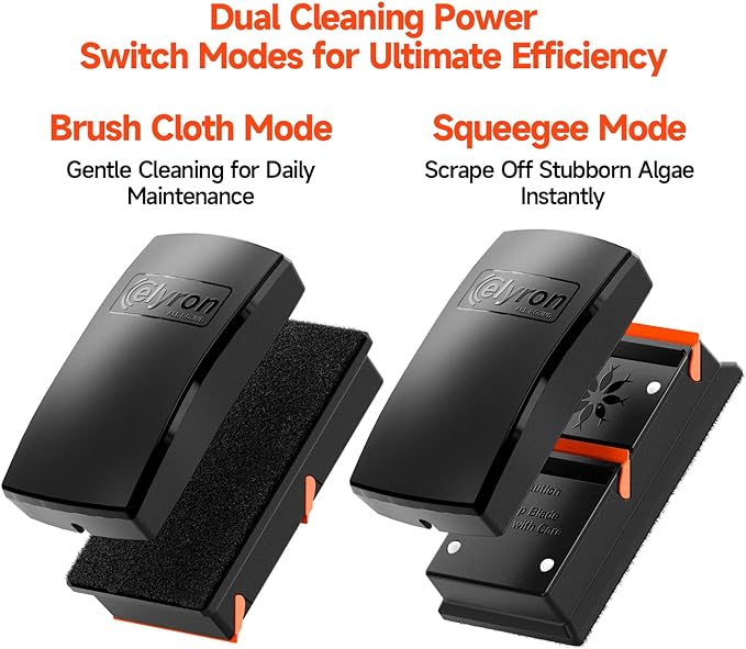 Elyron Dual Scraper Magnetic Aquarium Cleaner,Strong Magnetic Fish Tank Cleaner & Aquarium Algae Scraper for Glass/Acrylic Tanks (Small for ≤1/2" (12mm) Thick Glass)