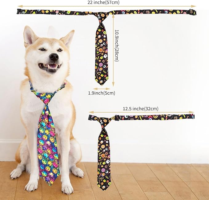 PET SHOW 10pcs Pack Halloween Big Dog Ties Neckties for Large Breed Dogs XL Adjustable Holiday Grooming Accessories Neck Ties Bowties Girl Boy Festival Costumes Photography Party Gift Favor
