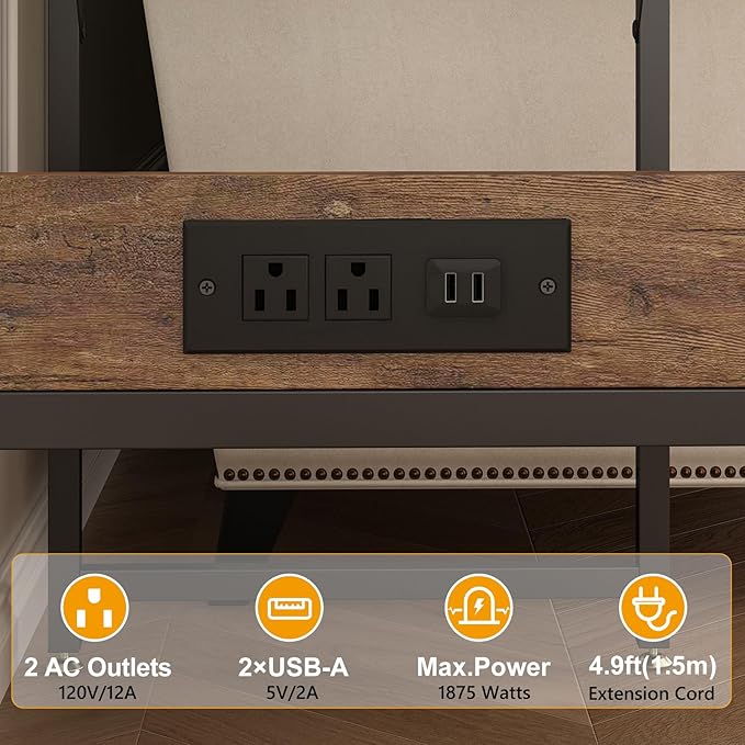 Modern 15 Long Gallon Fish Tank Stand for Home Office, 2-Tier Aquarium Stand with Shelf for Storage, Fish Tank Table 24" x 12" x 21", Ideal for Breeder Tanks, and Reptile Terrariums, Rustic Brown